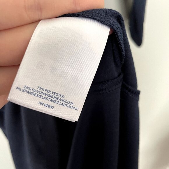 Lands' End dark navy blue midi dress long sleeves boat neckline rayon comfort - Picture 6 of 6